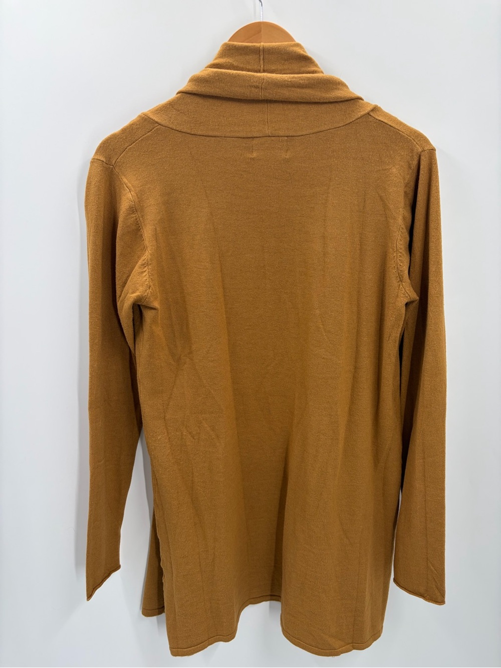 Dreamers Mustard Camel Open-Front Draped Cardigan - Picture 2 of 5